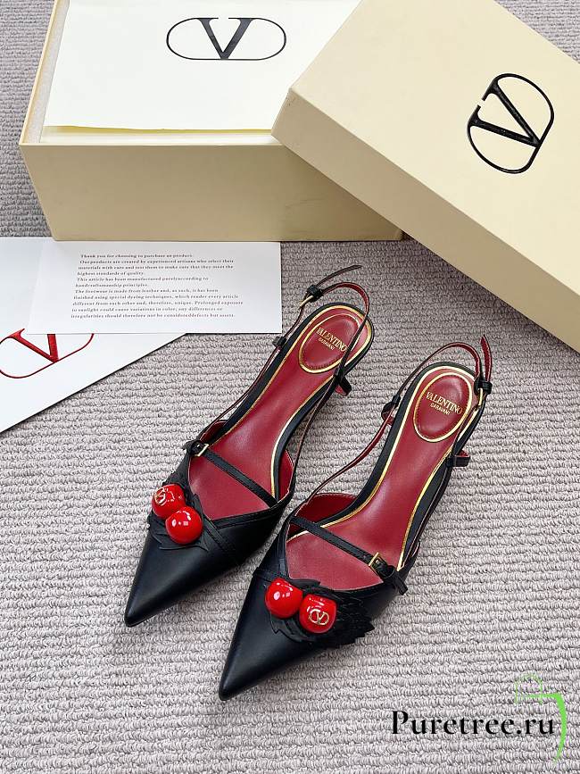 VALENTINO | 50mm Garavani Cherryfic Slingback In Black - 1