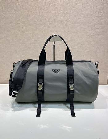 PRADA | Re-Nylon and Saffiano leather duffle bag sage gray