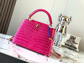 LOUIS VUITTON | BB Capucine Pink Crocodile Embossed Leather