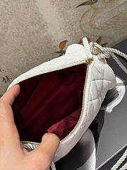 CHANEL | White Velvet Quilted Round Logo Tassel Bucket Bag - 6