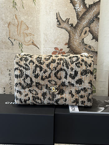 CHANEL | Leopard Print Tweed Classic Flap Bag