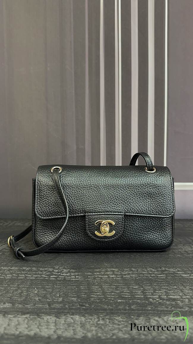 CHANEL | Mini Grained Calfskin Maxi Flap Bag In Black - 1