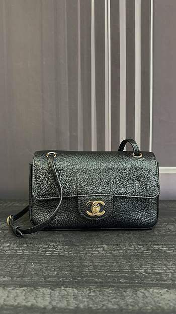 CHANEL | Mini Grained Calfskin Maxi Flap Bag In Black