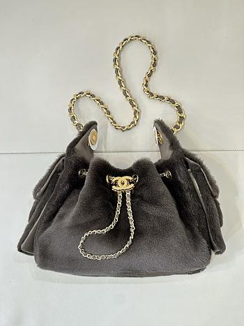 CHANEL | Mini 25 Hobo Bag Pony Hair Gold Hardware Charcoal Gray