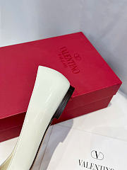 VALENTINO VLogo Signature Patent Leather Pointed-Toe Pumps Ivory - 6
