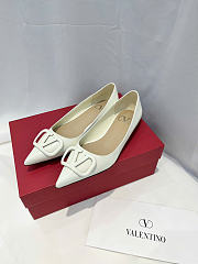 VALENTINO VLogo Signature Patent Leather Pointed-Toe Pumps Ivory - 4