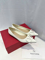 VALENTINO VLogo Signature Patent Leather Pointed-Toe Pumps Ivory - 3