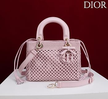 DIOR | Medium Sac Lady Bag Woven Calfskin In Pink