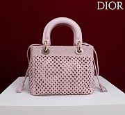 DIOR | Medium Sac Lady Bag Woven Calfskin In Pink - 4