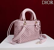 DIOR | Medium Sac Lady Bag Woven Calfskin In Pink - 5