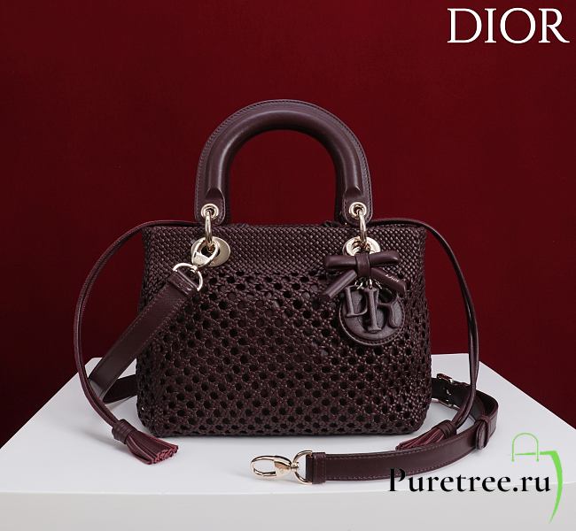 DIOR | Medium Sac Lady Bag Woven Calfskin In Burgundy - 1