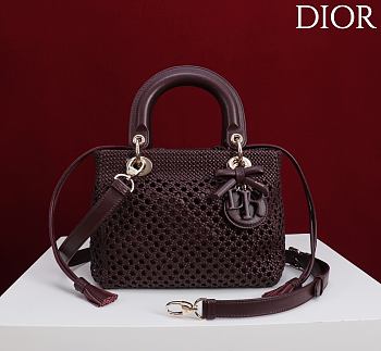 DIOR | Medium Sac Lady Bag Woven Calfskin In Burgundy