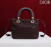 DIOR | Medium Sac Lady Bag Woven Calfskin In Burgundy - 5