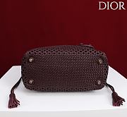 DIOR | Medium Sac Lady Bag Woven Calfskin In Burgundy - 4