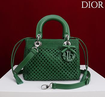 DIOR | Medium Sac Lady Bag Woven Calfskin In Green