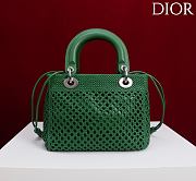 DIOR | Medium Sac Lady Bag Woven Calfskin In Green - 2
