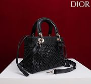 DIOR | Medium Sac Lady Bag Woven Calfskin In Black - 3