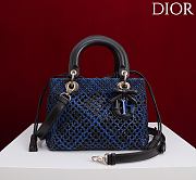 DIOR | Medium Sac Lady Bag Woven Calfskin In Blue/black - 1