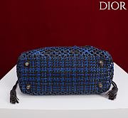 DIOR | Medium Sac Lady Bag Woven Calfskin In Blue/black - 4