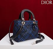 DIOR | Medium Sac Lady Bag Woven Calfskin In Blue/black - 3