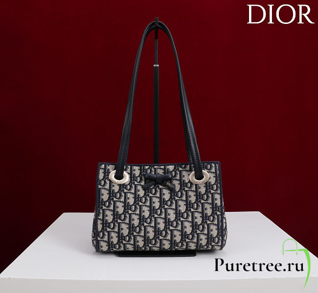 DIOR | Small Dior Promenade Shopping Bag Blue Dior Oblique Jacquard - 1