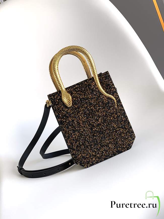 BVLGARI | Mini Crystal Dust Tote Shades Of Black Champagne Gold - 1