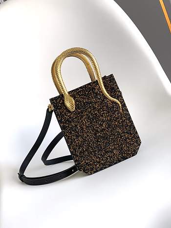 BVLGARI | Mini Crystal Dust Tote Shades Of Black Champagne Gold