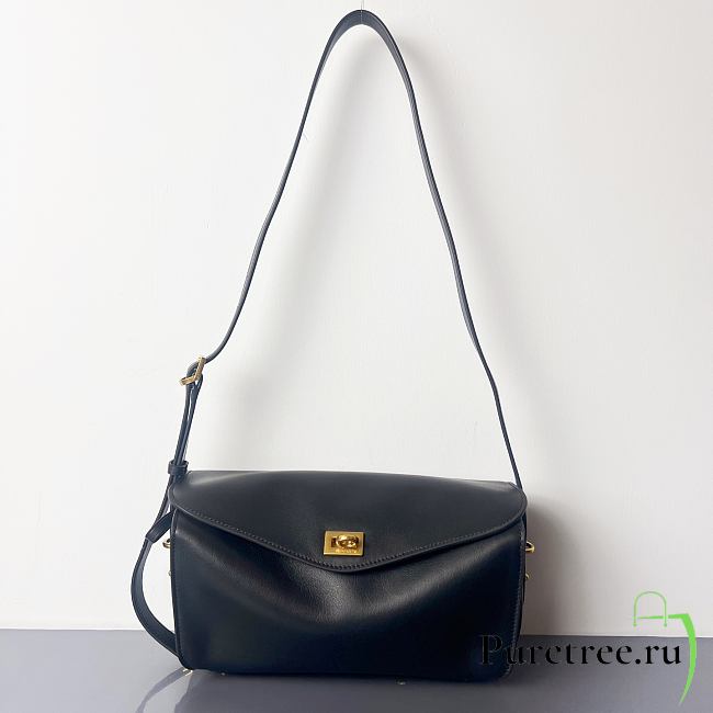 BALENCIAGA | Smooth Calfskin Medium Le 7 Shoulder Bag Black  - 1