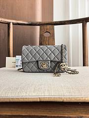 CHANEL | Grey Quilted Lambskin Mini Rectangular Flap Bag  - 1