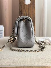 CHANEL | Grey Quilted Lambskin Mini Rectangular Flap Bag  - 2