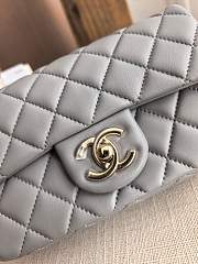 CHANEL | Grey Quilted Lambskin Mini Rectangular Flap Bag  - 3