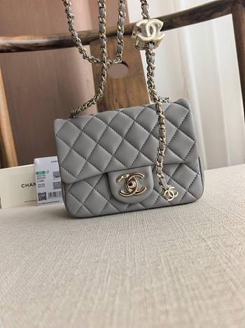 CHANEL | Grey Quilted Lambskin Nano Rectangular Flap Bag