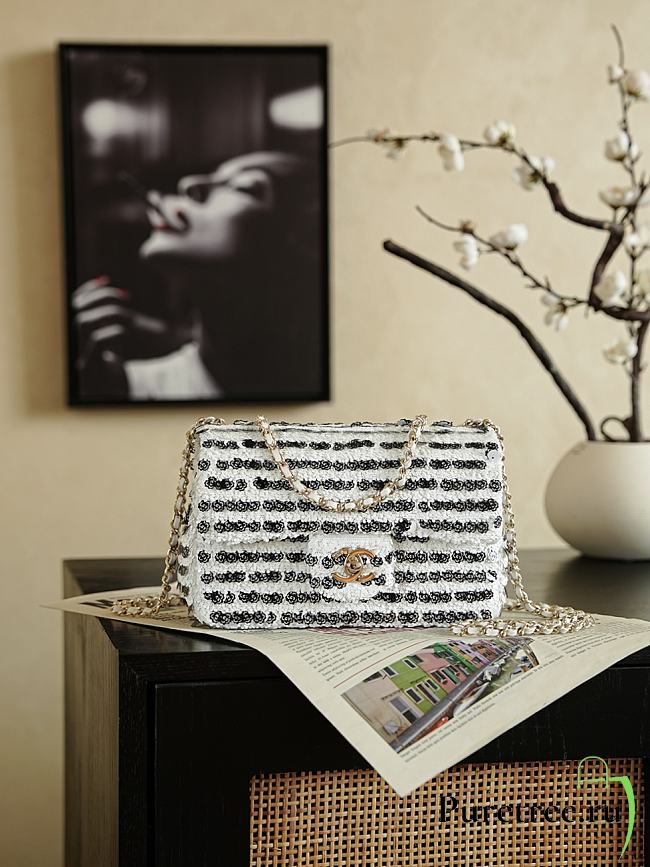 CHANEL | Camellia Sequin Mini Flap Bag  - 1
