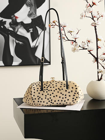 CHANEL | Pony Hair Cheetah Print Pretty CC Clutch With Strap Light Beige Black