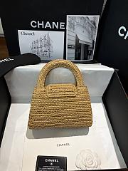 CHANEL | Braided Raffia Nano Kelly Flap Bag Dark Beige - 5