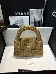 CHANEL | Braided Raffia Nano Kelly Flap Bag Dark Beige - 4