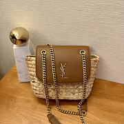 YSL | Mini Manon in raffia naturel and brick - 1