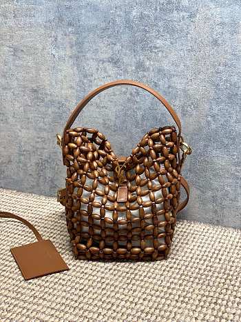 YSL | Le 5 A 7 Beaded Wood Hobo Bag Brown