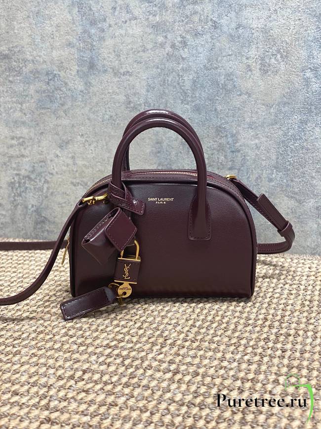 YSL | Burgundy Mini SAC DE JOUR boston in BOX SAINT LAURENT - 1