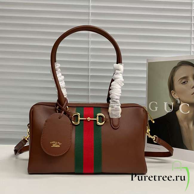 GUCCI | 28 Borsetto boston bag chestnut leather - 1