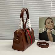 GUCCI | 28 Borsetto boston bag chestnut leather - 6
