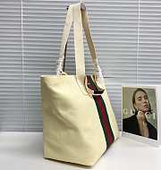 GUCCI | Positano medium tote bag Ivory washed-effect canvas - 5