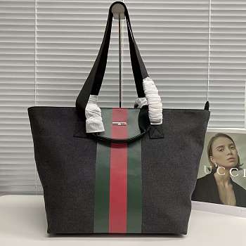 GUCCI | Positano medium tote bag Black washed-effect canvas
