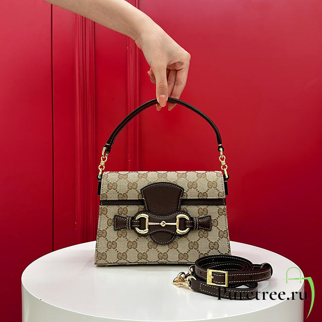 GUCCI | Horsebit Duomo small top handle bag sand and brown GG canvas - 1