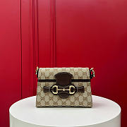GUCCI | Horsebit Duomo small top handle bag sand and brown GG canvas - 2