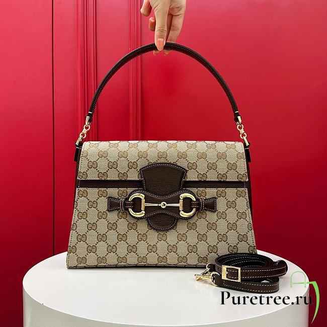GUCCI | Horsebit Duomo medium top handle bag sand and brown GG canvas - 1