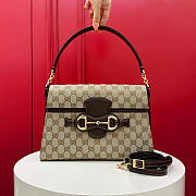 GUCCI | Horsebit Duomo medium top handle bag sand and brown GG canvas - 1