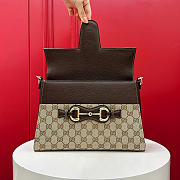 GUCCI | Horsebit Duomo medium top handle bag sand and brown GG canvas - 2