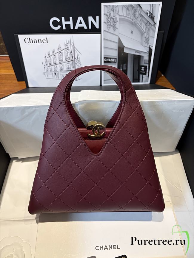 CHANEL | Calfskin Chic Lady Small Shopping Tote In Burgundy - 1