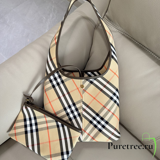 BURBERRY | Small Check Twill Shoulder Bag In Beige - 1